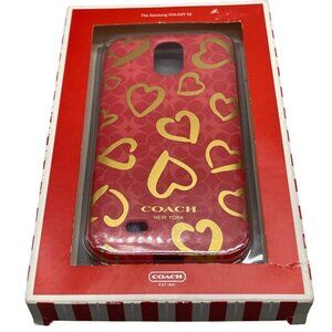 Coach phone case samsung galaxy s4 new york 1941 hearts gold pink plastic READ